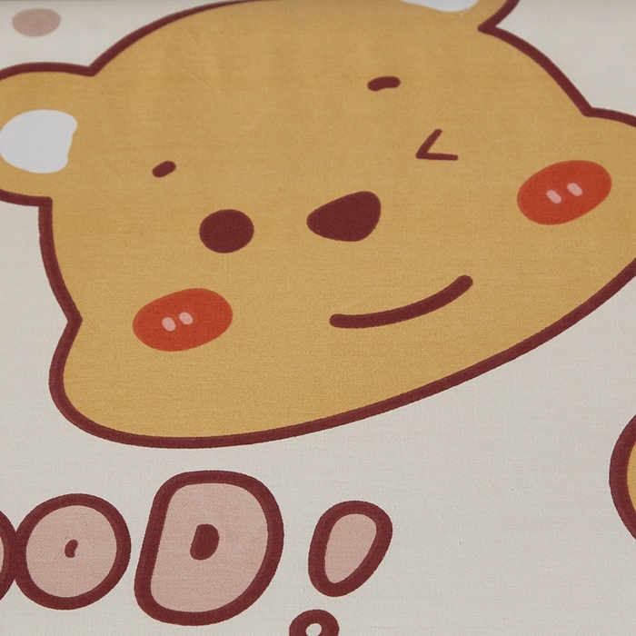 91家纺网 家纺一手货源 找家纺 翎盈家纺 2026款ins风小清新卡通纯棉乳胶枕专用枕套全棉波浪形枕头套 欢乐萌熊