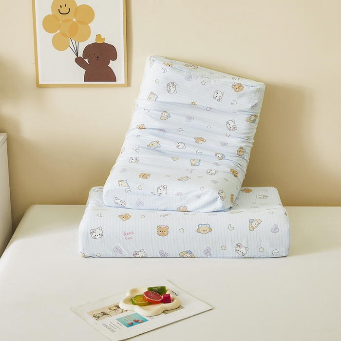 91家纺网 家纺一手货源 找家纺 翎盈家纺 2026款ins风小清新卡通纯棉乳胶枕专用枕套全棉波浪形枕头套 镜子海洋-兰