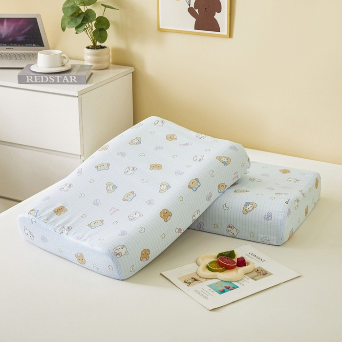 91家纺网 家纺一手货源 找家纺 翎盈家纺 2026款ins风小清新卡通纯棉乳胶枕专用枕套全棉波浪形枕头套 镜子海洋-兰