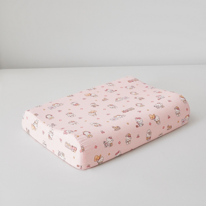 91家纺网 家纺一手货源 找家纺 翎盈家纺 2026款ins风小清新卡通纯棉乳胶枕专用枕套全棉波浪形枕头套 凯蒂软糖-粉