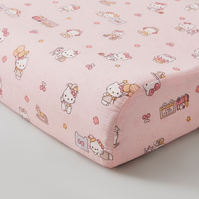 91家纺网 家纺一手货源 找家纺 翎盈家纺 2026款ins风小清新卡通纯棉乳胶枕专用枕套全棉波浪形枕头套 凯蒂软糖-粉