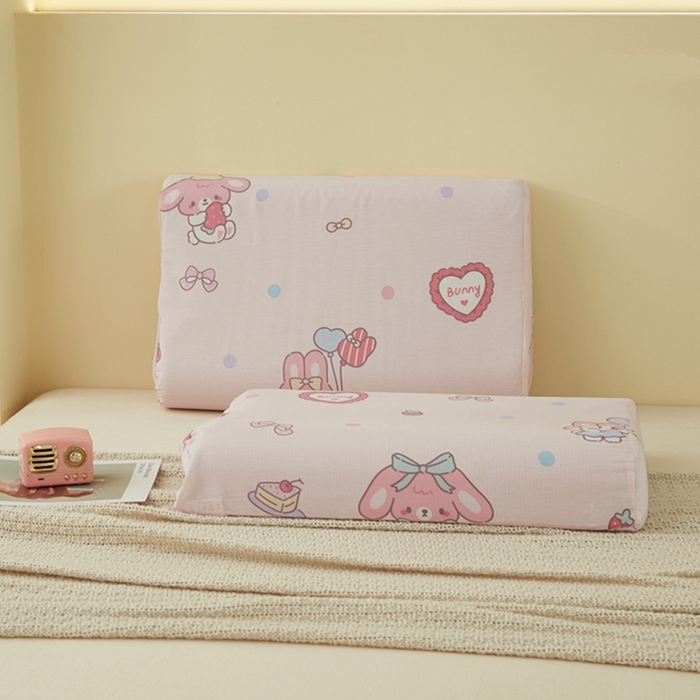 翎盈家纺 2026款ins风小清新卡通纯棉乳胶枕专用枕套全棉波浪形枕头套 可乐贝儿