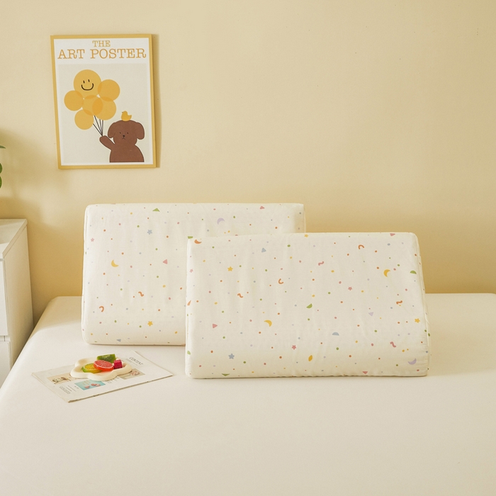 91家纺网 家纺一手货源 找家纺 翎盈家纺 2026款ins风小清新卡通纯棉乳胶枕专用枕套全棉波浪形枕头套 快乐魔法