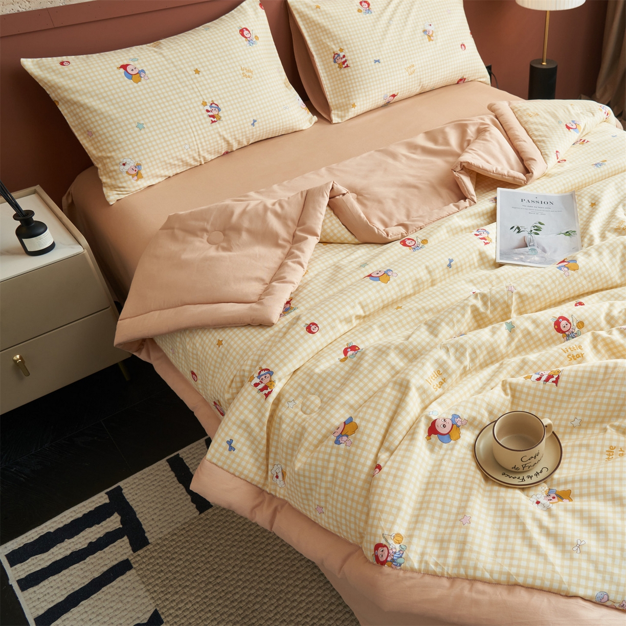 91家纺网 家纺一手货源 找家纺 恒爱家纺 2026新款全棉纯棉12868印花夏被夏凉被空调被 UML精灵王国