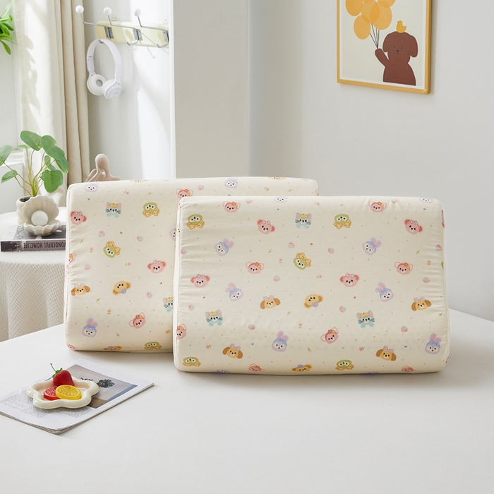 91家纺网 家纺一手货源 找家纺 翎盈家纺 2026款ins风小清新卡通纯棉乳胶枕专用枕套全棉波浪形枕头套 玛卡世界-米