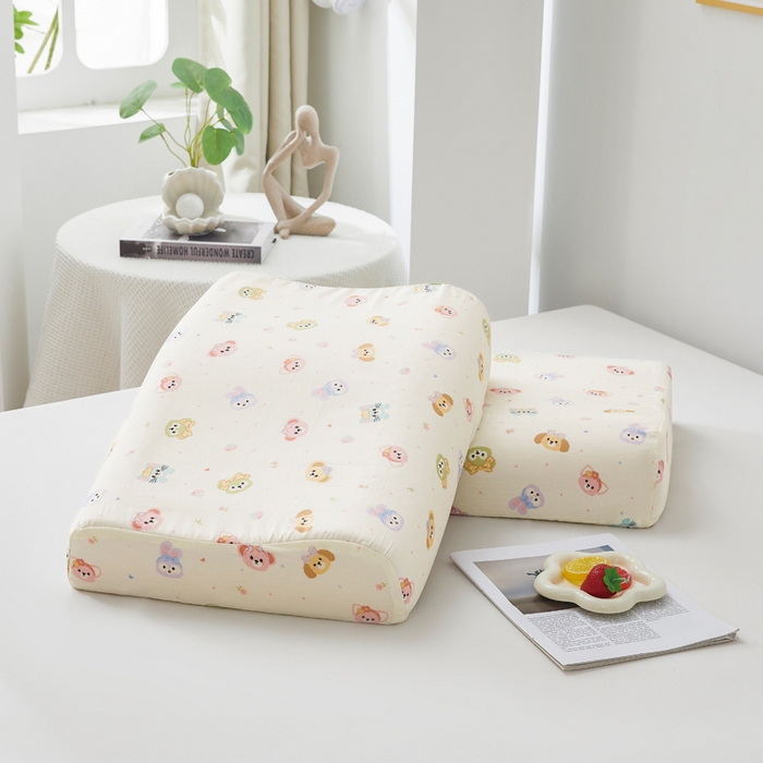 91家纺网 家纺一手货源 找家纺 翎盈家纺 2026款ins风小清新卡通纯棉乳胶枕专用枕套全棉波浪形枕头套 玛卡世界-米