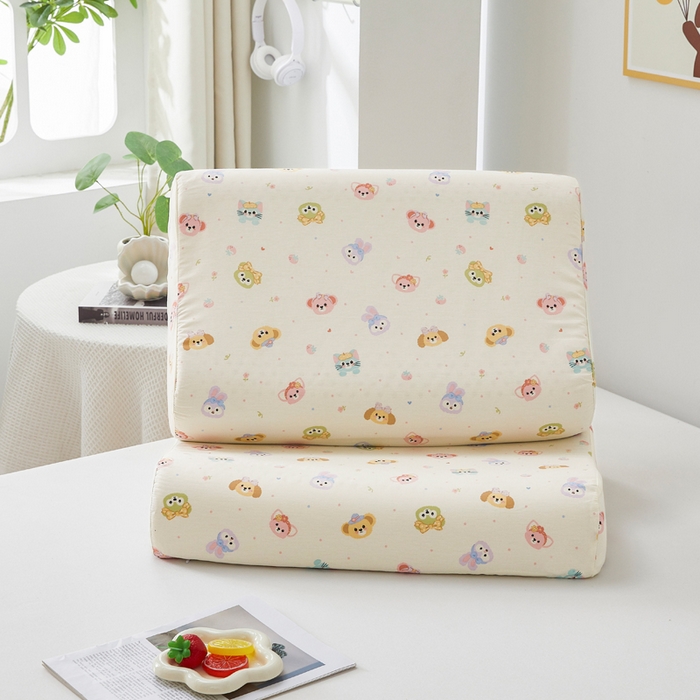 91家纺网 家纺一手货源 找家纺 翎盈家纺 2026款ins风小清新卡通纯棉乳胶枕专用枕套全棉波浪形枕头套 玛卡世界-米