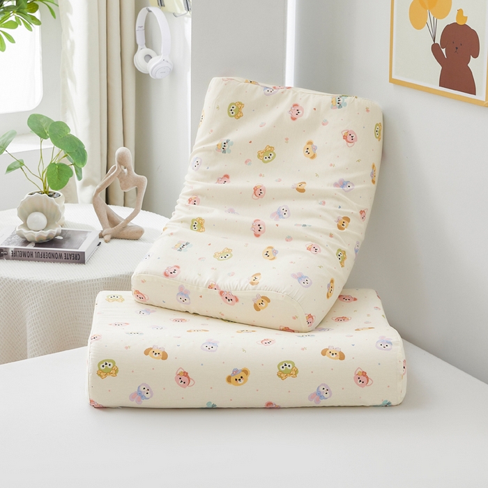 91家纺网 家纺一手货源 找家纺 翎盈家纺 2026款ins风小清新卡通纯棉乳胶枕专用枕套全棉波浪形枕头套 玛卡世界-米