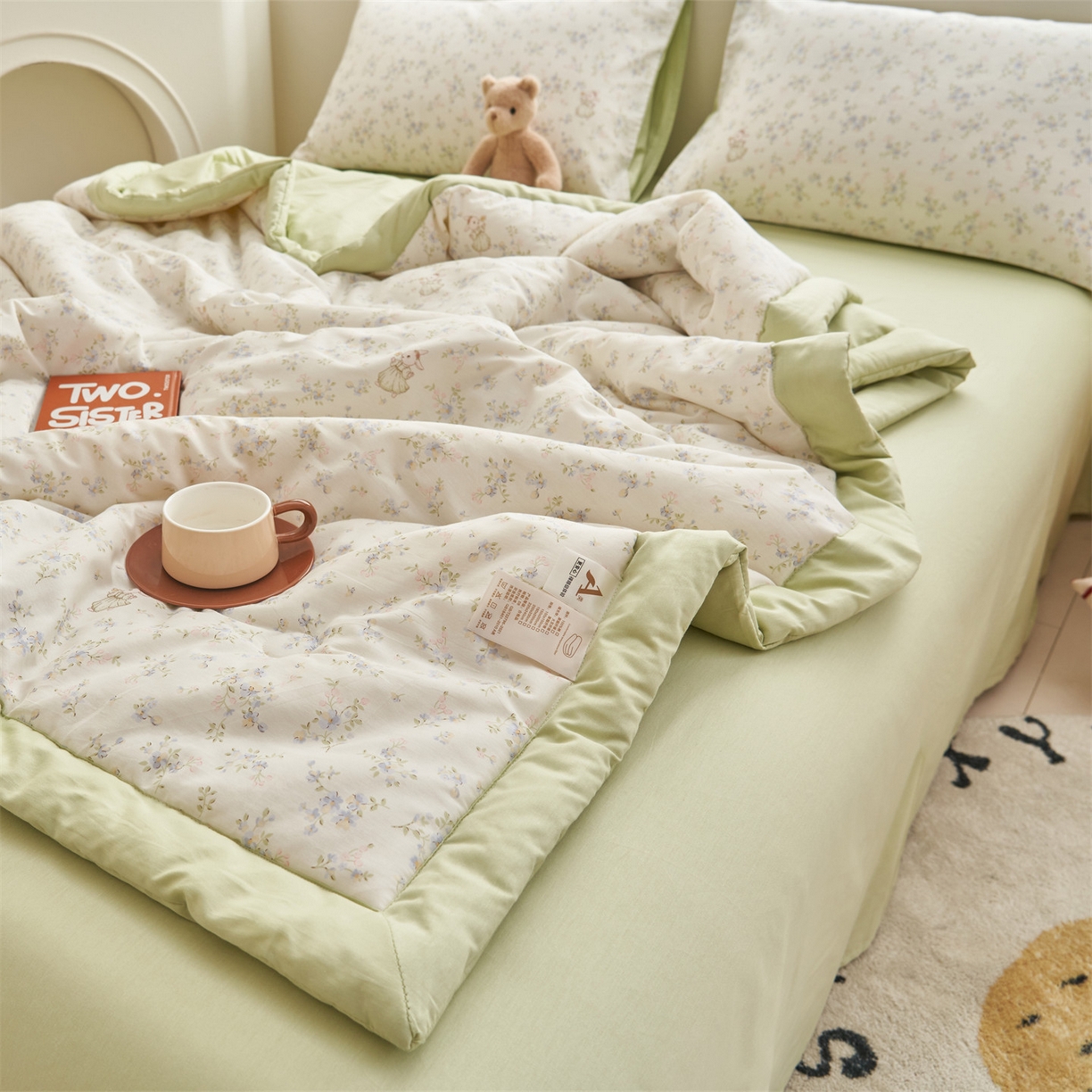 91家纺网 家纺一手货源 找家纺 恒爱家纺 2026新款全棉纯棉12868印花夏被夏凉被空调被 UML浅影