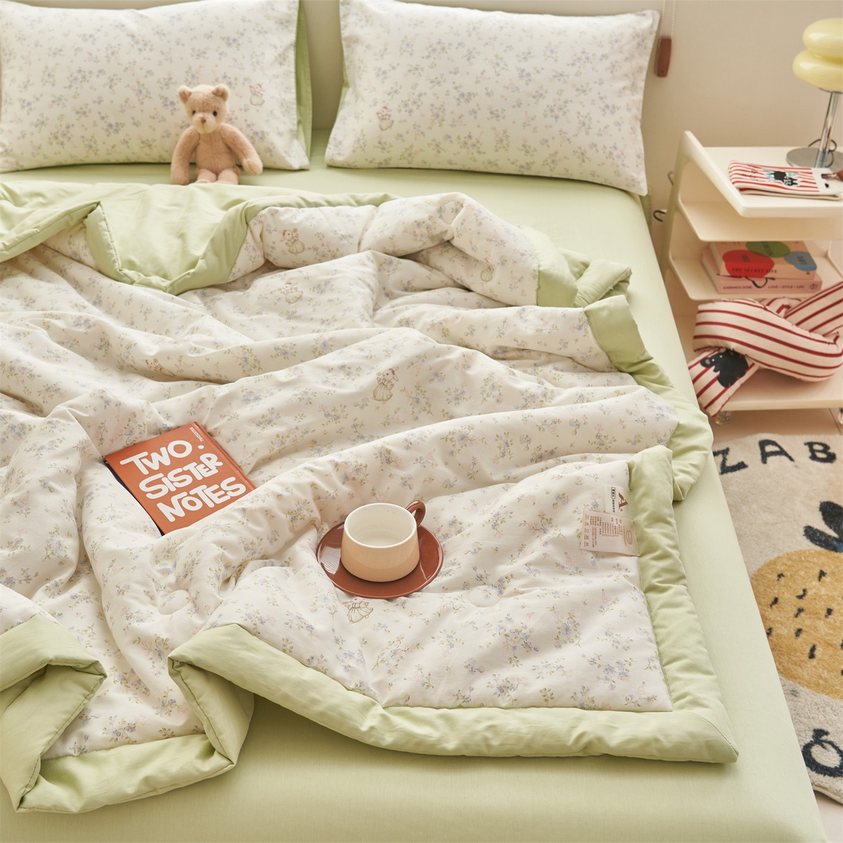 91家纺网 家纺一手货源 找家纺 恒爱家纺 2026新款全棉纯棉12868印花夏被夏凉被空调被 UML浅影