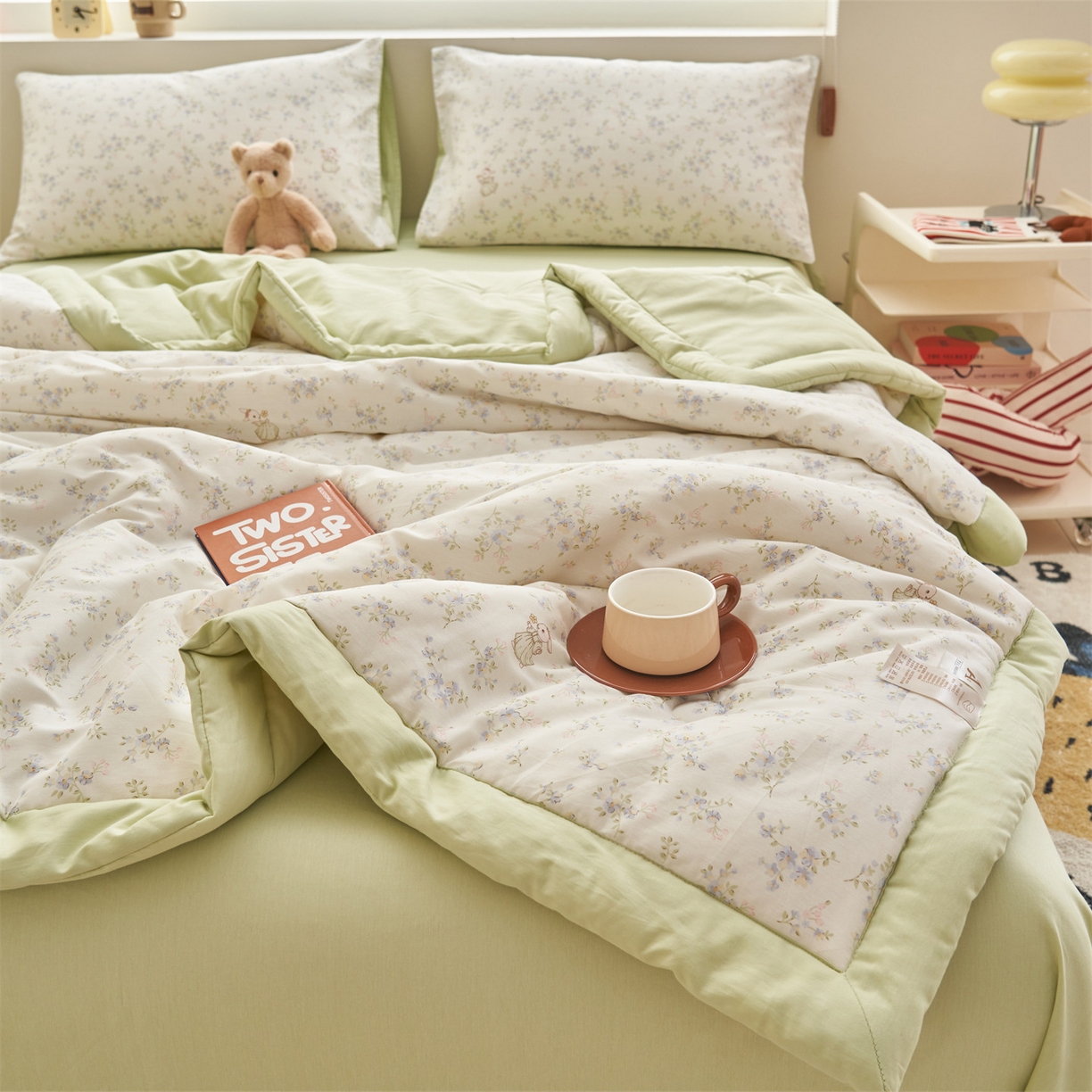 91家纺网 家纺一手货源 找家纺 恒爱家纺 2026新款全棉纯棉12868印花夏被夏凉被空调被 UML浅影