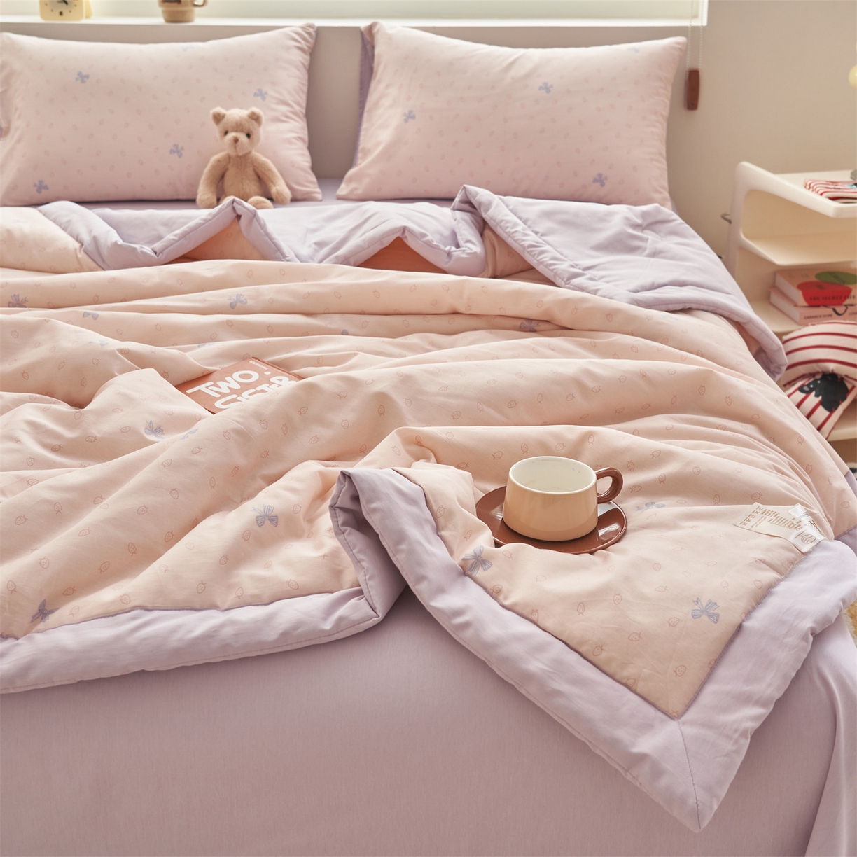 91家纺网 家纺一手货源 找家纺 恒爱家纺 2026新款全棉纯棉12868印花夏被夏凉被空调被 UML甜美春日