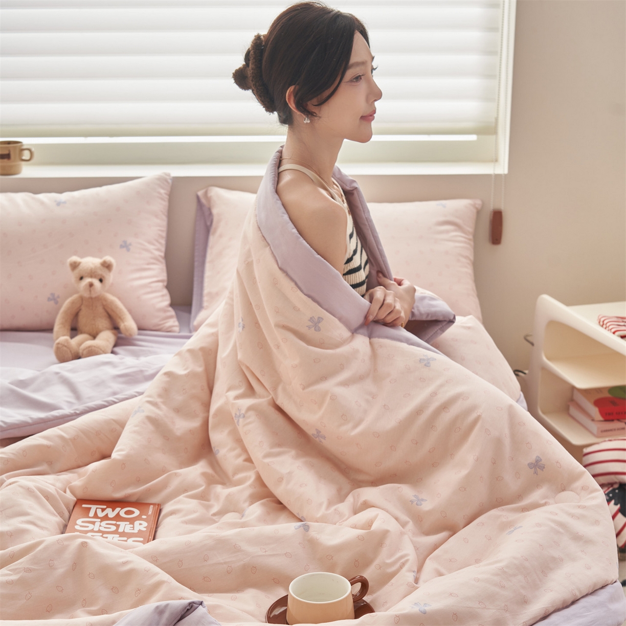 91家纺网 家纺一手货源 找家纺 恒爱家纺 2026新款全棉纯棉12868印花夏被夏凉被空调被 UML甜美春日