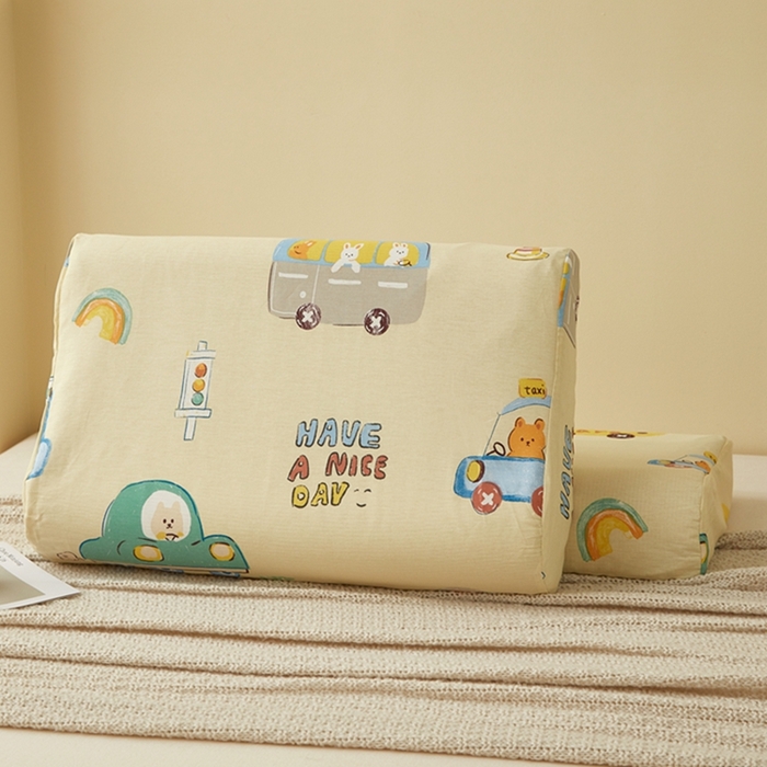 91家纺网 家纺一手货源 找家纺 翎盈家纺 2026款ins风小清新卡通纯棉乳胶枕专用枕套全棉波浪形枕头套 汽车乐园