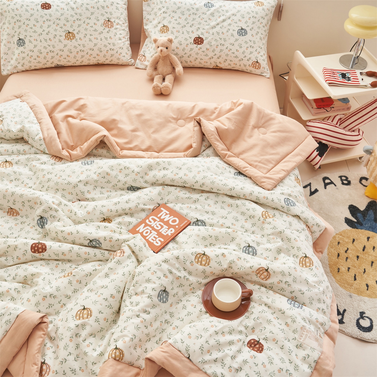 91家纺网 家纺一手货源 找家纺 恒爱家纺 2026新款全棉纯棉12868印花夏被夏凉被空调被 UML万圣南瓜