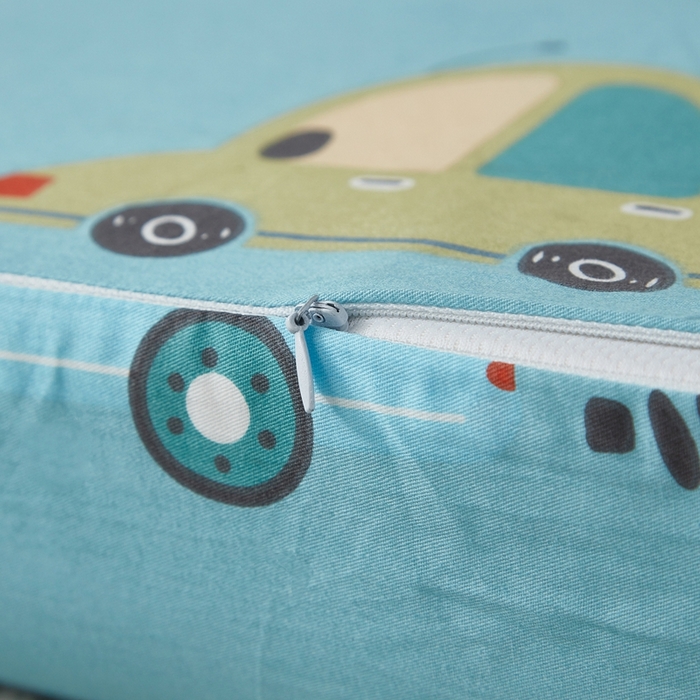 91家纺网 家纺一手货源 找家纺 翎盈家纺 2026款ins风小清新卡通纯棉乳胶枕专用枕套全棉波浪形枕头套 汽车小镇