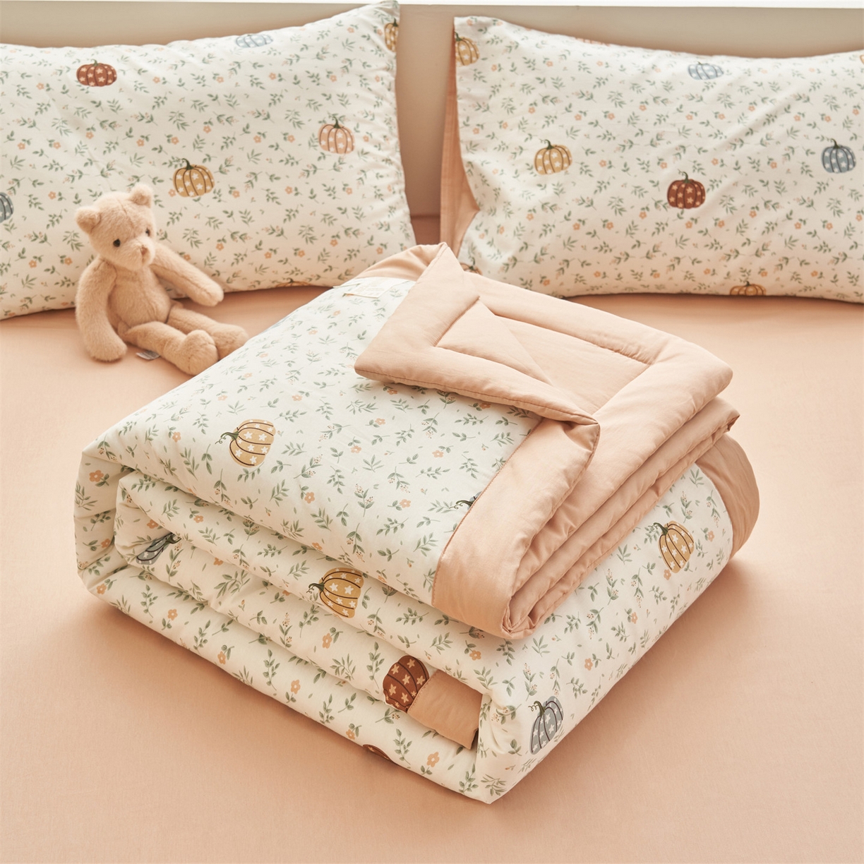 91家纺网 家纺一手货源 找家纺 恒爱家纺 2026新款全棉纯棉12868印花夏被夏凉被空调被 UML万圣南瓜