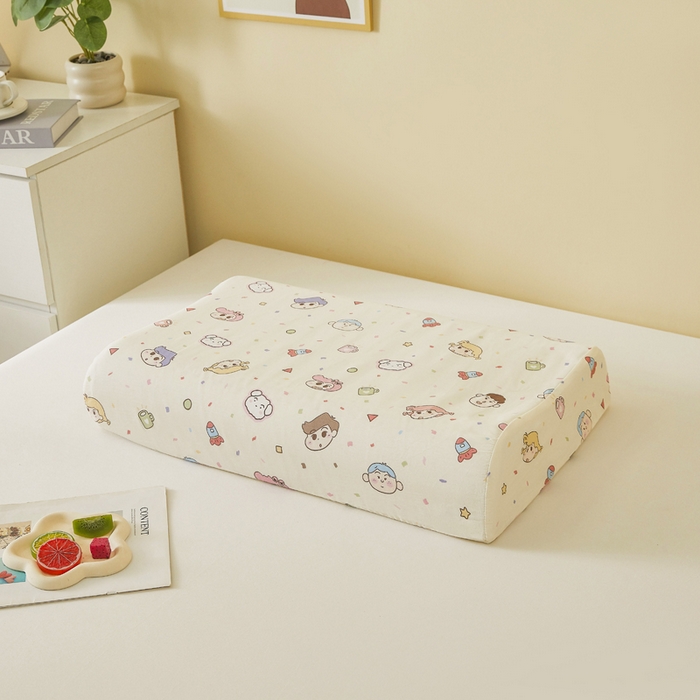 91家纺网 家纺一手货源 找家纺 翎盈家纺 2026款ins风小清新卡通纯棉乳胶枕专用枕套全棉波浪形枕头套 糖果幼儿园