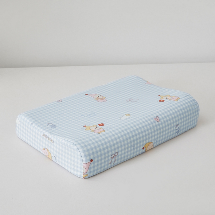 91家纺网 家纺一手货源 找家纺 翎盈家纺 2026款ins风小清新卡通纯棉乳胶枕专用枕套全棉波浪形枕头套 甜梦小精灵-蓝