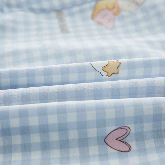 91家纺网 家纺一手货源 找家纺 翎盈家纺 2026款ins风小清新卡通纯棉乳胶枕专用枕套全棉波浪形枕头套 甜梦小精灵-蓝