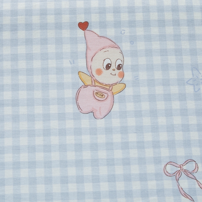 91家纺网 家纺一手货源 找家纺 翎盈家纺 2026款ins风小清新卡通纯棉乳胶枕专用枕套全棉波浪形枕头套 甜梦小精灵-蓝