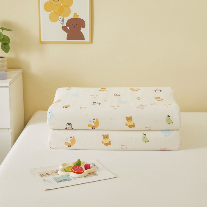 91家纺网 家纺一手货源 找家纺 翎盈家纺 2026款ins风小清新卡通纯棉乳胶枕专用枕套全棉波浪形枕头套 甜蜜乐园