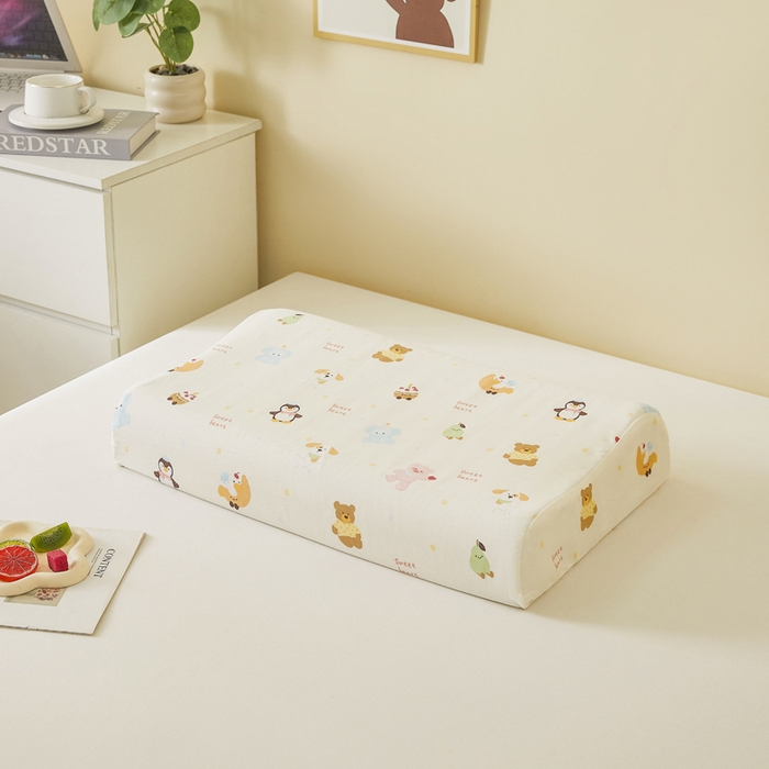 91家纺网 家纺一手货源 找家纺 翎盈家纺 2026款ins风小清新卡通纯棉乳胶枕专用枕套全棉波浪形枕头套 甜蜜乐园