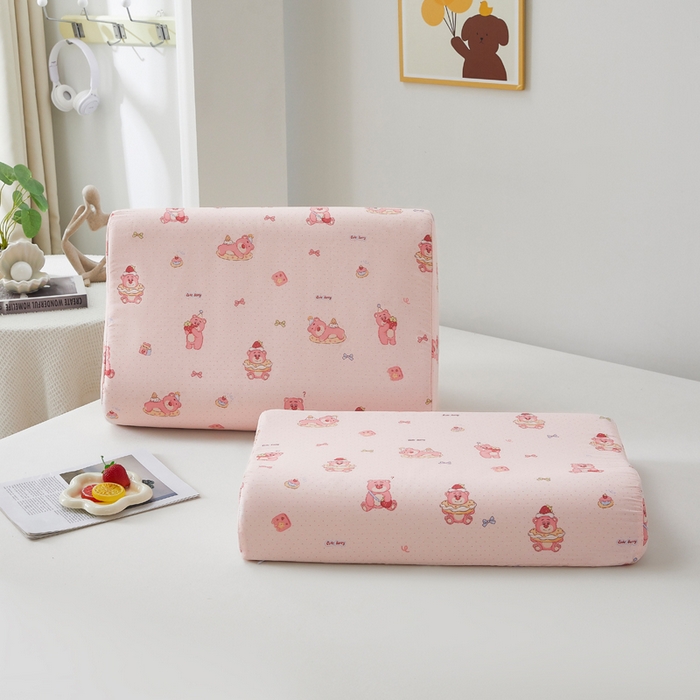 翎盈家纺 2026款ins风小清新卡通纯棉乳胶枕专用枕套全棉波浪形枕头套 童话街