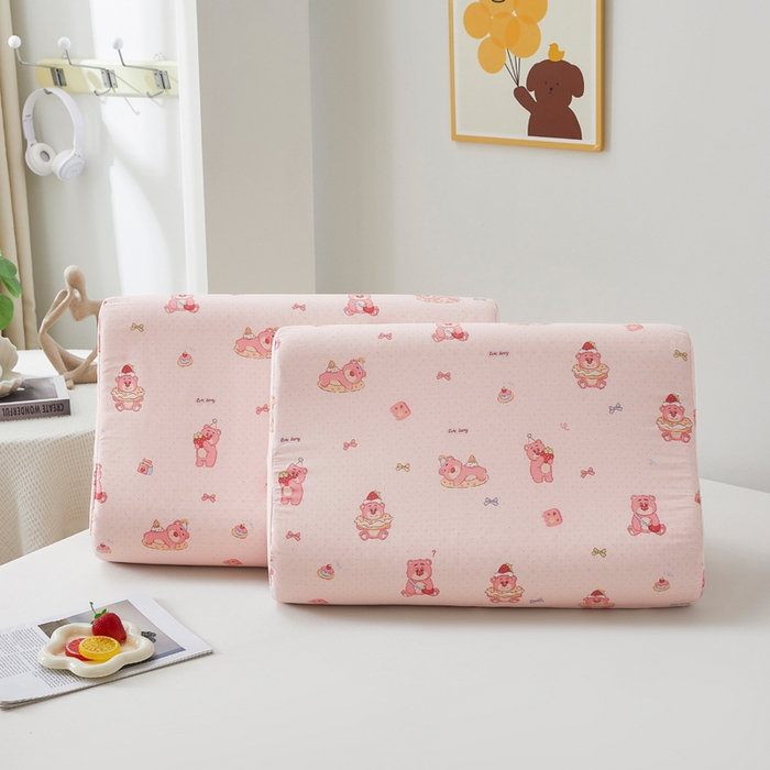 91家纺网 家纺一手货源 找家纺 翎盈家纺 2026款ins风小清新卡通纯棉乳胶枕专用枕套全棉波浪形枕头套 童话街