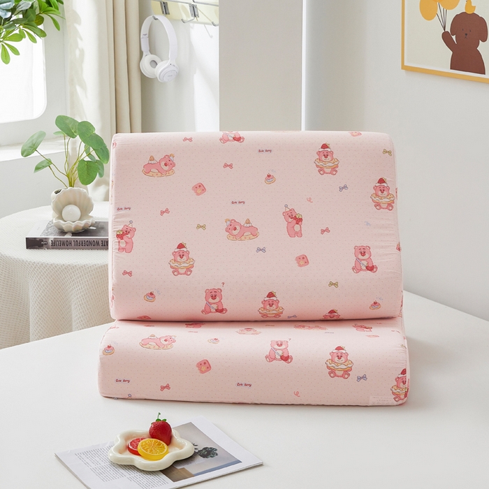 91家纺网 家纺一手货源 找家纺 翎盈家纺 2026款ins风小清新卡通纯棉乳胶枕专用枕套全棉波浪形枕头套 童话街