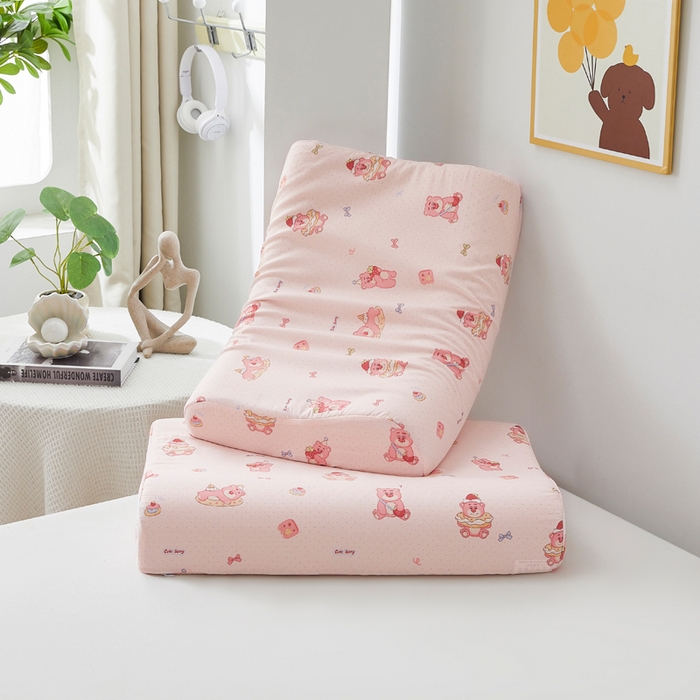 91家纺网 家纺一手货源 找家纺 翎盈家纺 2026款ins风小清新卡通纯棉乳胶枕专用枕套全棉波浪形枕头套 童话街