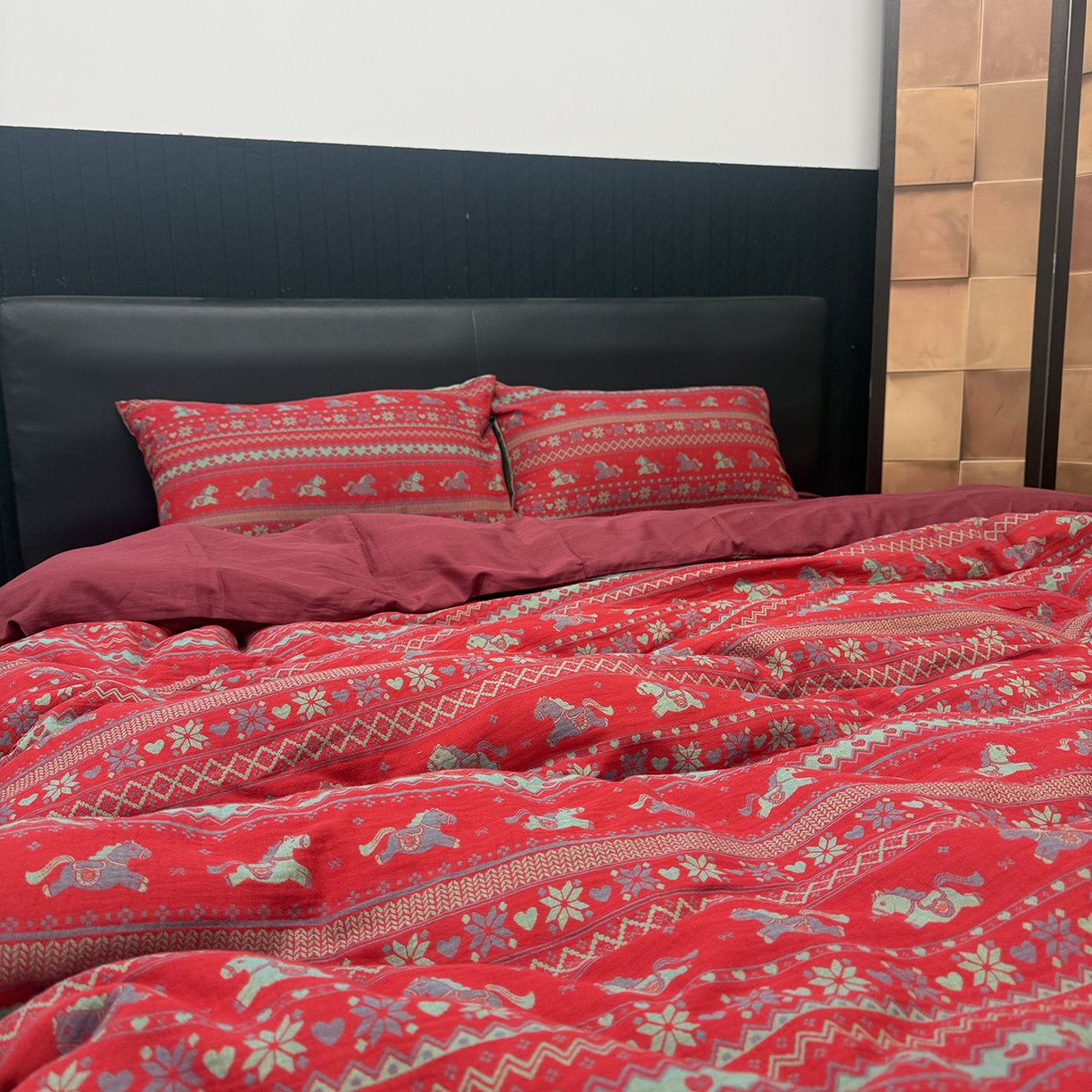 91家纺网 家纺一手货源 找家纺 （总）仰望棉麻双层纱供应链 2026新款快乐小马全棉色织提花四件套