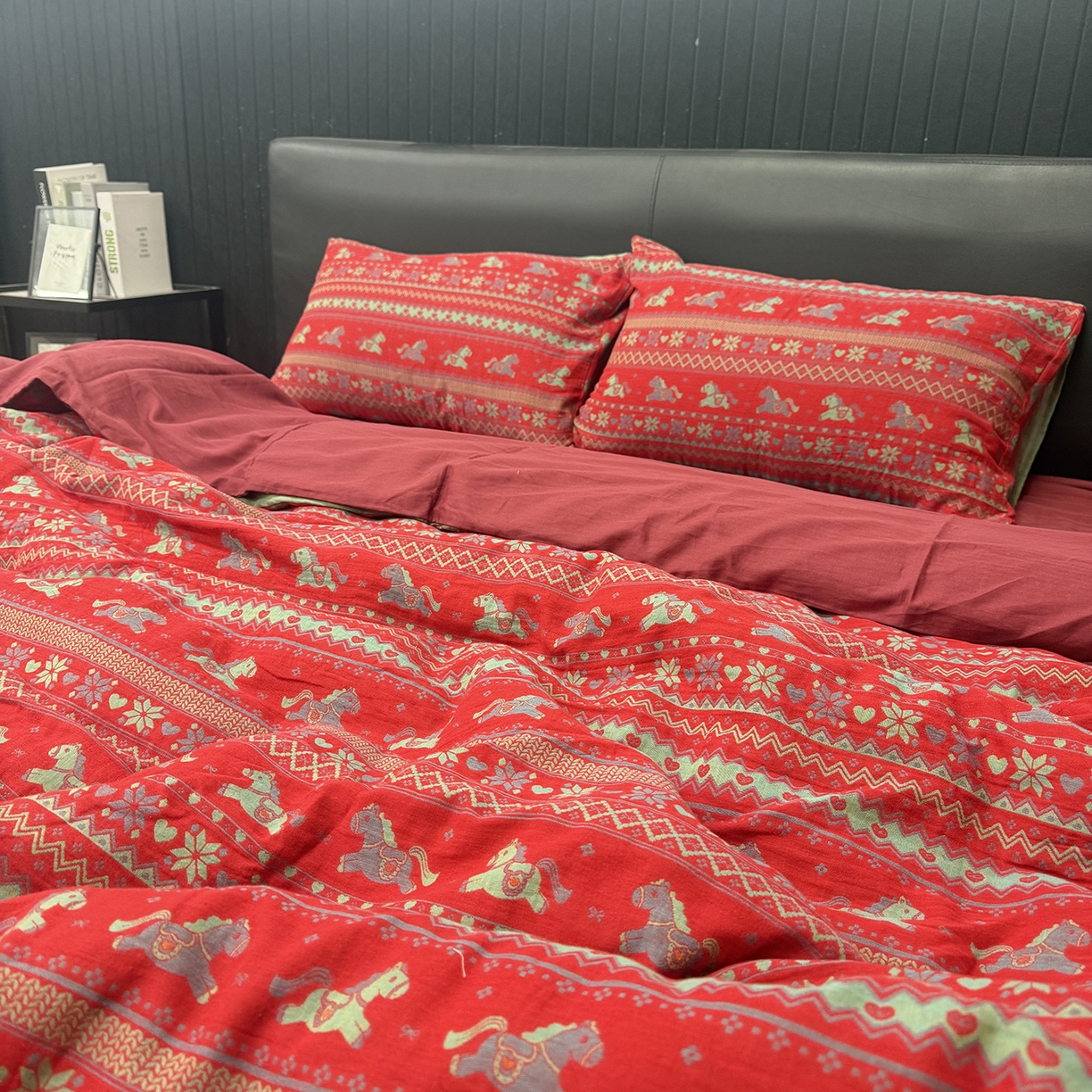 91家纺网 家纺一手货源 找家纺 （总）仰望棉麻双层纱供应链 2026新款快乐小马全棉色织提花四件套