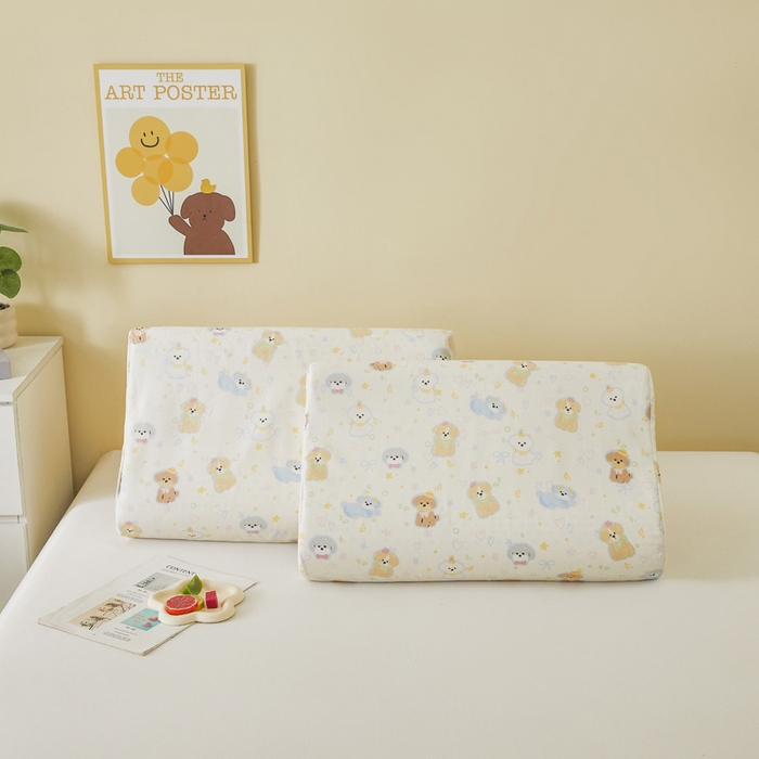 91家纺网 家纺一手货源 找家纺 翎盈家纺 2026款ins风小清新卡通纯棉乳胶枕专用枕套全棉波浪形枕头套 童趣绘彩