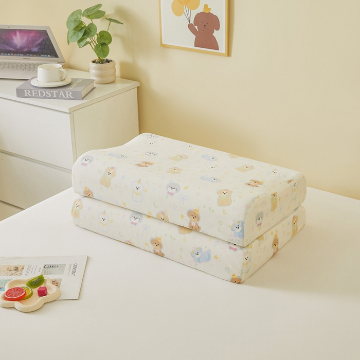 91家纺网 家纺一手货源 找家纺 翎盈家纺 2026款ins风小清新卡通纯棉乳胶枕专用枕套全棉波浪形枕头套 童趣绘彩