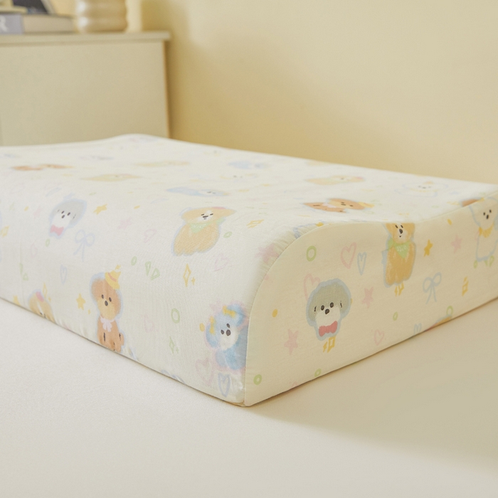 91家纺网 家纺一手货源 找家纺 翎盈家纺 2026款ins风小清新卡通纯棉乳胶枕专用枕套全棉波浪形枕头套 童趣绘彩