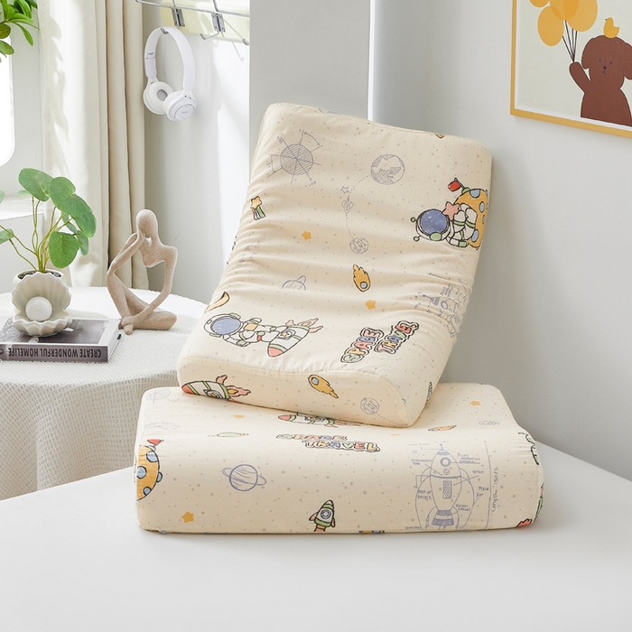 91家纺网 家纺一手货源 找家纺 翎盈家纺 2026款ins风小清新卡通纯棉乳胶枕专用枕套全棉波浪形枕头套 星际仔仔