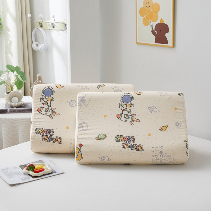 91家纺网 家纺一手货源 找家纺 翎盈家纺 2026款ins风小清新卡通纯棉乳胶枕专用枕套全棉波浪形枕头套 星际仔仔