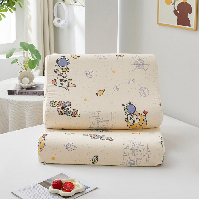 91家纺网 家纺一手货源 找家纺 翎盈家纺 2026款ins风小清新卡通纯棉乳胶枕专用枕套全棉波浪形枕头套 星际仔仔