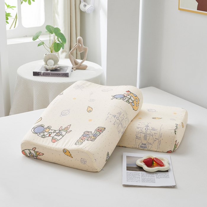 91家纺网 家纺一手货源 找家纺 翎盈家纺 2026款ins风小清新卡通纯棉乳胶枕专用枕套全棉波浪形枕头套 星际仔仔