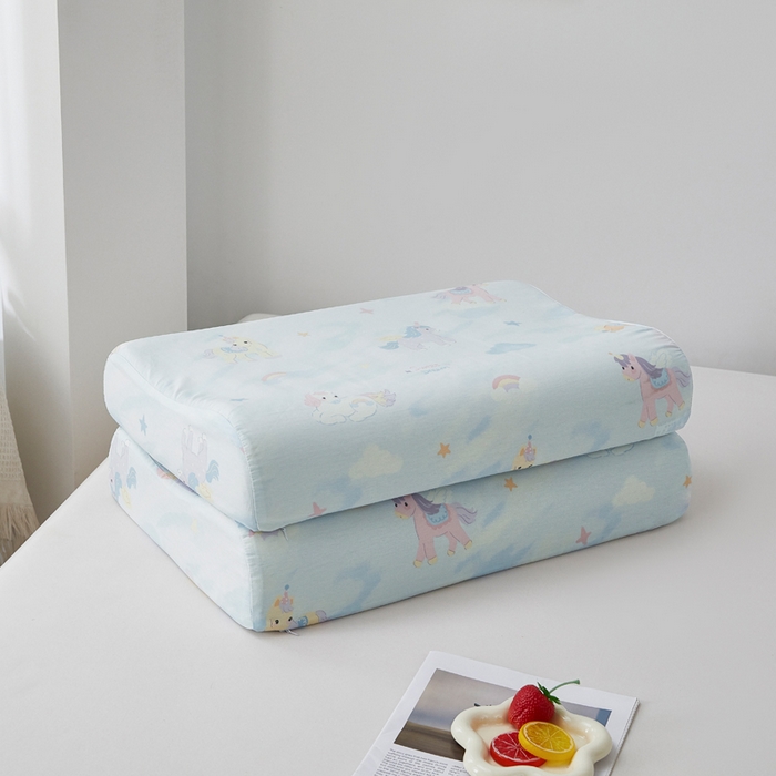 91家纺网 家纺一手货源 找家纺 翎盈家纺 2026款ins风小清新卡通纯棉乳胶枕专用枕套全棉波浪形枕头套 星芒小马