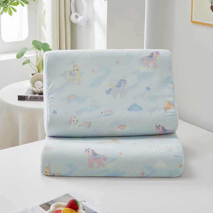 91家纺网 家纺一手货源 找家纺 翎盈家纺 2026款ins风小清新卡通纯棉乳胶枕专用枕套全棉波浪形枕头套 星芒小马