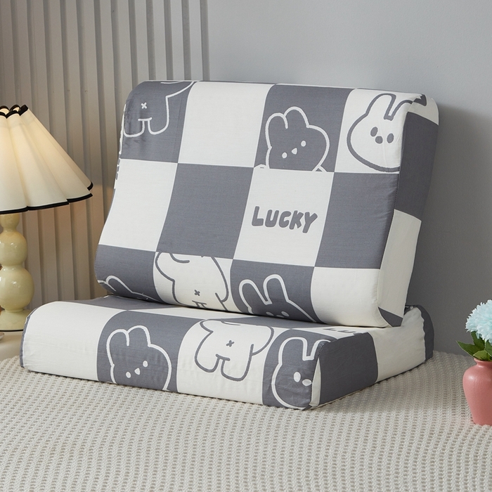 翎盈家纺 2026款ins风小清新卡通纯棉乳胶枕专用枕套全棉波浪形枕头套 幸运兔