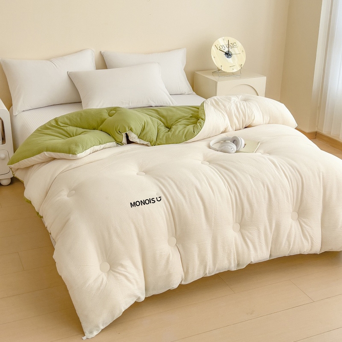 91家纺网 家纺一手货源 找家纺 （总）好尚居 2026新款泡泡纱拼色超柔云感大豆被被子被芯