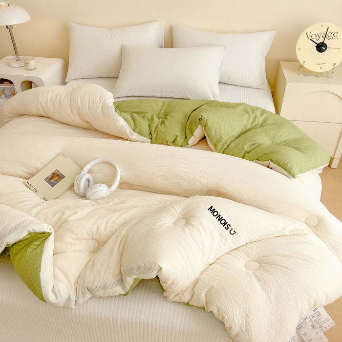 91家纺网 家纺一手货源 找家纺 （总）好尚居 2026新款泡泡纱拼色超柔云感大豆被被子被芯