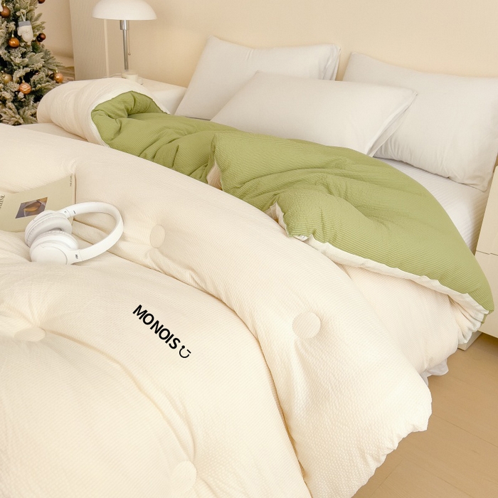 91家纺网 家纺一手货源 找家纺 （总）好尚居 2026新款泡泡纱拼色超柔云感大豆被被子被芯