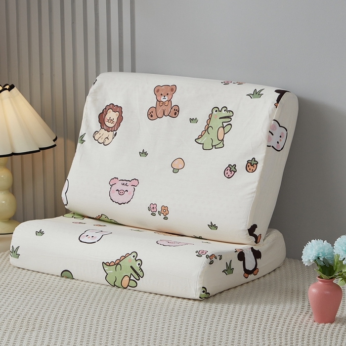 翎盈家纺 2026款ins风小清新卡通纯棉乳胶枕专用枕套全棉波浪形枕头套 野餐派对