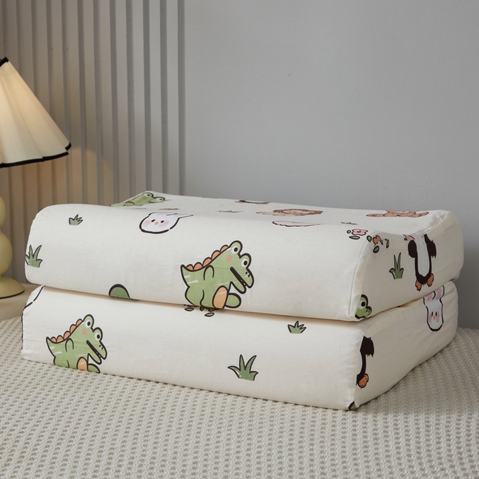 91家纺网 家纺一手货源 找家纺 翎盈家纺 2026款ins风小清新卡通纯棉乳胶枕专用枕套全棉波浪形枕头套 野餐派对