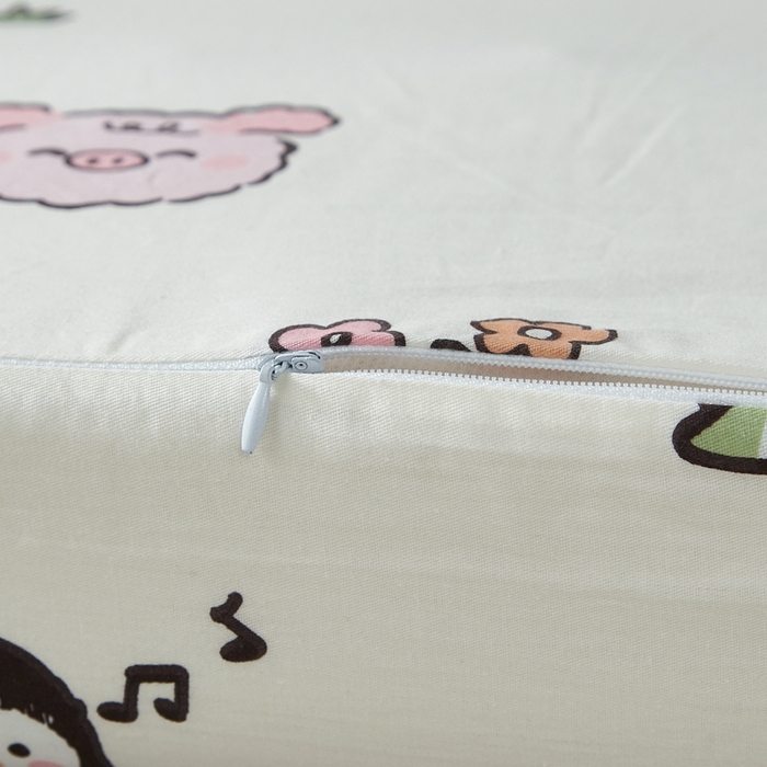 91家纺网 家纺一手货源 找家纺 翎盈家纺 2026款ins风小清新卡通纯棉乳胶枕专用枕套全棉波浪形枕头套 野餐派对