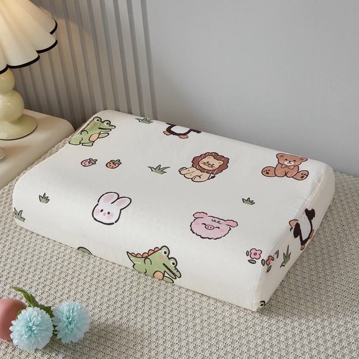 91家纺网 家纺一手货源 找家纺 翎盈家纺 2026款ins风小清新卡通纯棉乳胶枕专用枕套全棉波浪形枕头套 野餐派对